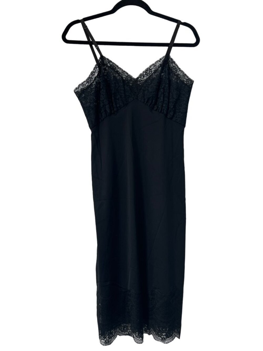 Vintage Van Raalte Slip Size 34 Chest Black Lace Nylon Whimsigoth Grunge Gown